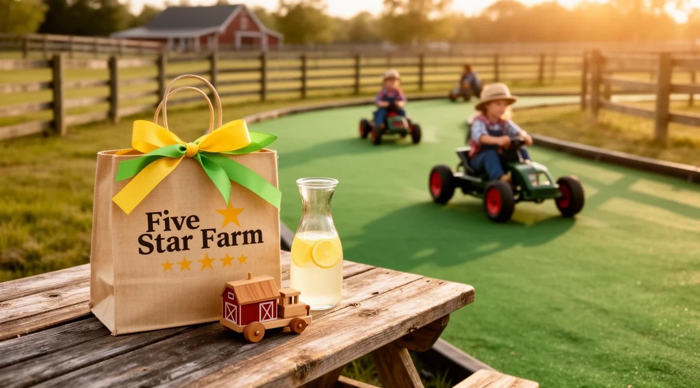 Cadeautje voor jarige bij Five Star Farm-feest